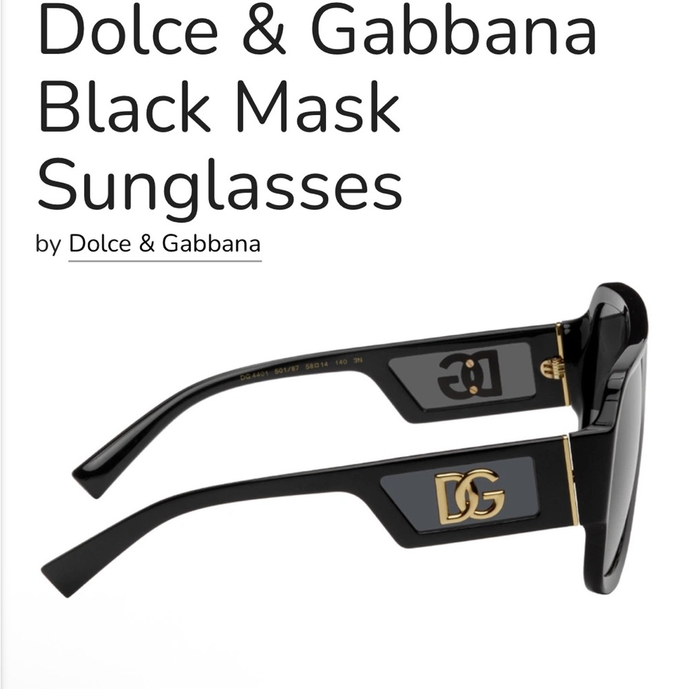 Authentic Dolce & Gabbana Black & Gold DG Mask Unisex Sunglasses - Picture 7 of 13